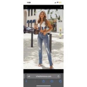 NWT High Wasted Distressed Side Split Hem Jeans